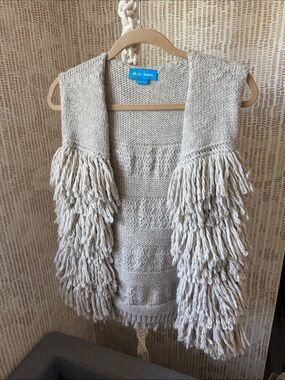 M.i.h. Jeans Women's Cream Fringe Knit Cardigan Vest